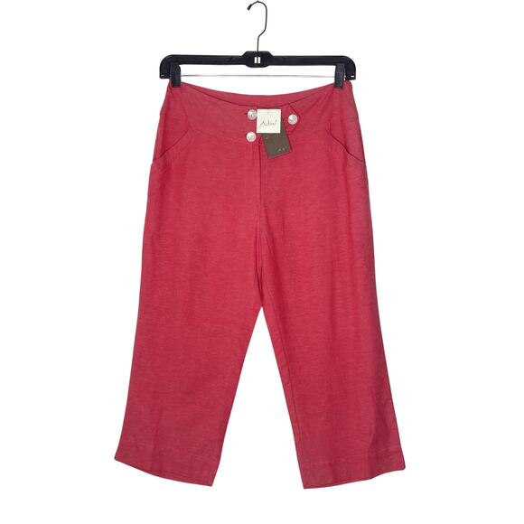 NEW Adini Womens Linen Blend Capri Pant M Vintage Pink Beachy Lagenlook Boho - Picture 4 of 9